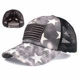 Flag embroidery tie-dye ponytail casual baseball cap