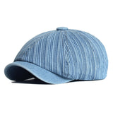 "KMD" Striped Newsboy Cotton Cap