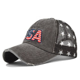 Old embroidered mesh five-pointed star baseball cap