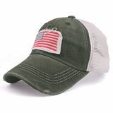 Flag embroidery washed sun visor baseball cap