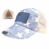 Flag embroidery tie-dye ponytail casual baseball cap