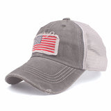 Flag embroidery washed sun visor baseball cap