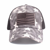 Flag embroidery tie-dye ponytail casual baseball cap